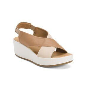 IGI&CO Cognac Made In Italy Leather Wedge Sandals